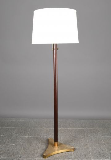 Wooden Pole Floor Lamp w/Brass Base