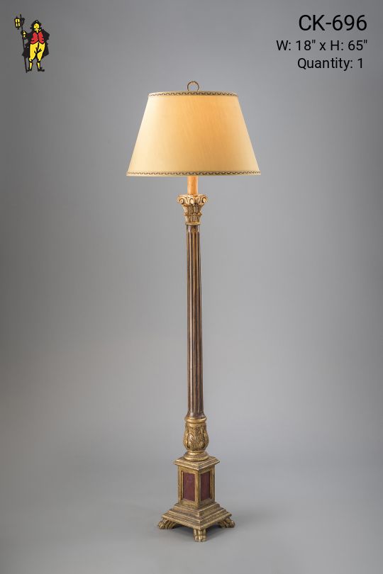Traditional Brass Floor Lamp w/Empire Shade