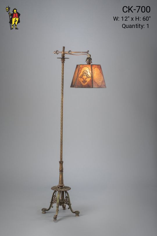 Bridge Floor Lamp w/Amber Mica Lampshade