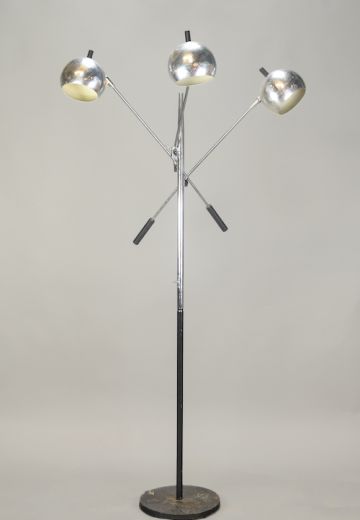 Three Arm Polished Nickel Floor Lamp