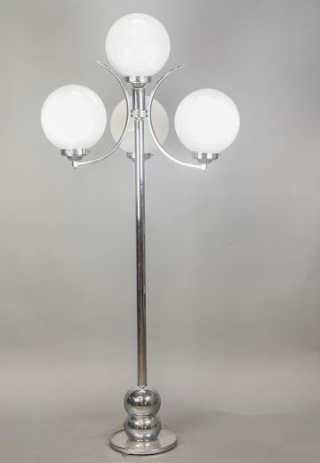 Four Globe Mid Century Polished Nickel Floor Lamp