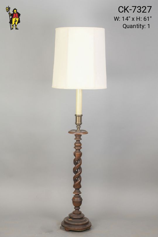 Wooden Single Candle Floor Lamp