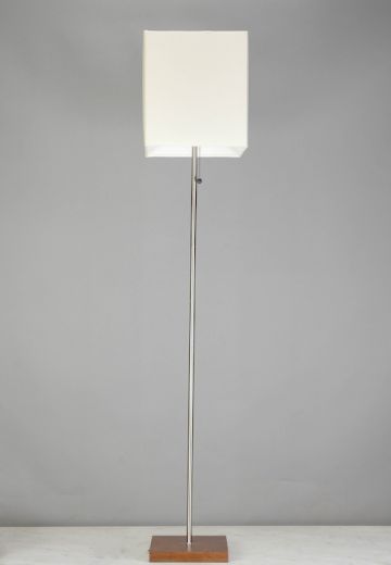 Modern Silver Floor Lamp w/Wooden Base