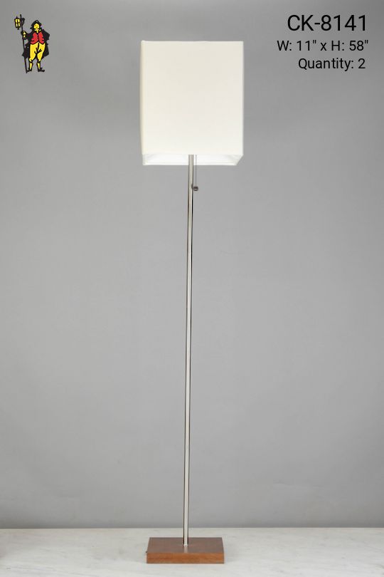 Modern Silver Floor Lamp w/Wooden Base