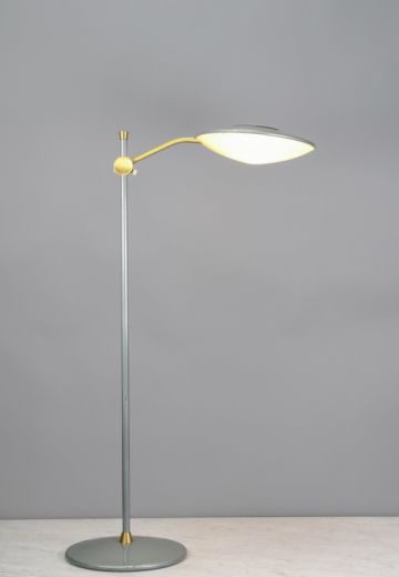Green & Brass Adjustable Mid Century Floor Lamp