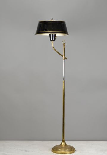 Black & Brass Adjustable Mid Century Floor Lamp
