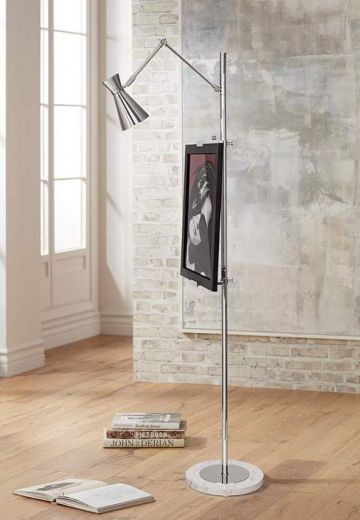 Chrome Picture Floor Lamp w/Marble Base