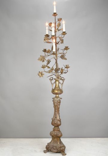 Five Candle Floral Standing Cadelabra