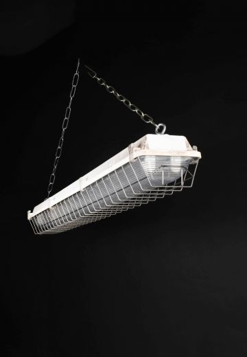 4' Vapor Proof Fluorescent Fixture w/Lens & Cage (Available as Hanging or Flush Mount)