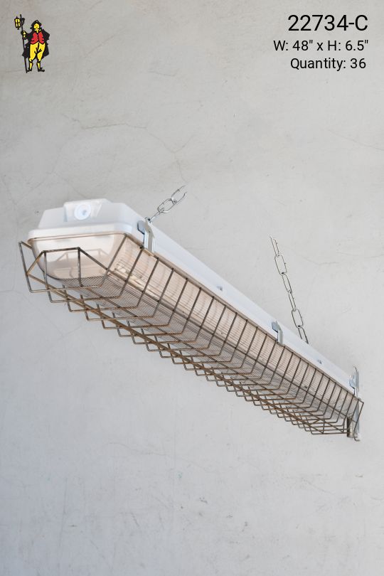 4' White Vapor Proof Fluorescent w/Prismatic Lens & Cage (Available as Hanging or Flushmount)