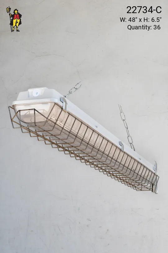 4' White Vapor Proof Fluorescent w/Prismatic Lens & Cage (Available as Hanging or Flushmount)