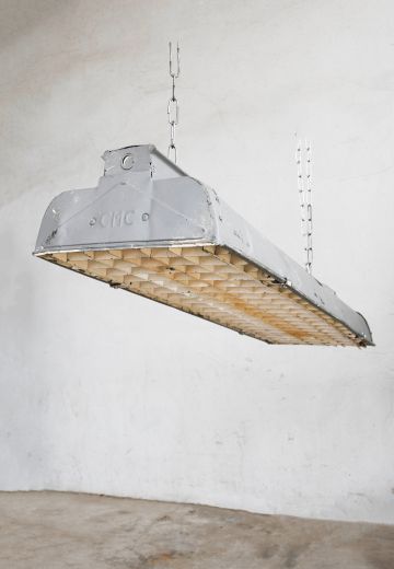 4' Gray Vintage  "CMC" Fluorescent w/Egg Crate Reflector
