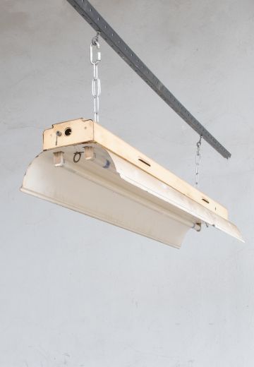 4' Two Bulb Hanging Vintage Warehouse/Shop Fluorescent Fixture w/Deep Flaps (Available as Hanging or Flush Mount)