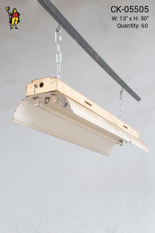 4' Two Bulb Hanging Vintage Warehouse/Shop Fluorescent Fixture w/Deep Flaps (Available as Hanging or Flush Mount)
