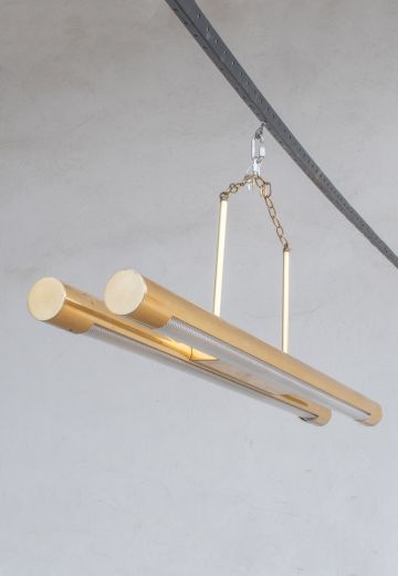 4' Polished Brass Four Foot Two Bulb w/Prismatic Lens