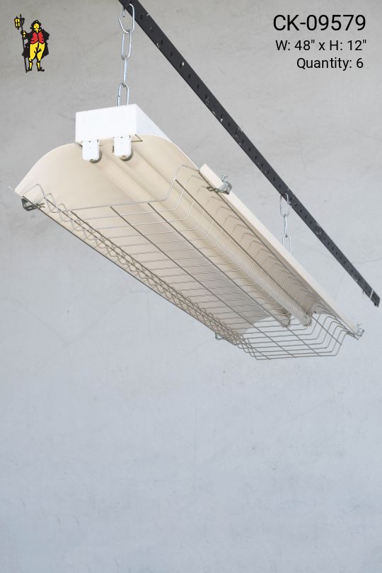 4' White "Shop" Fluorescent w/Wire Cage