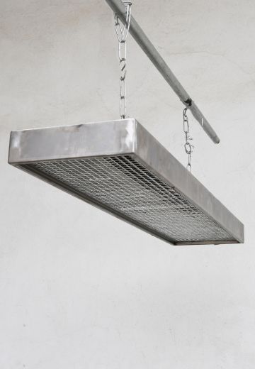 4' Rusted Steel Distressed Industrial Two Bulb Hanging Fluorescent (Available as Hanging or Flush Mount)