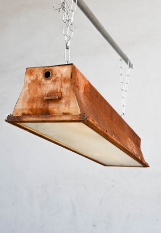 4' Distressed Hanging Fluorescent w/Glass Prismatic Lens