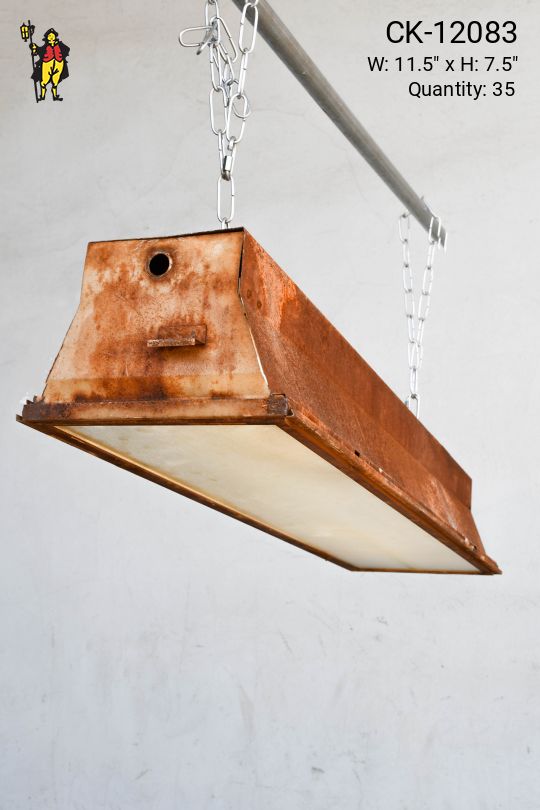 4' Distressed Hanging Fluorescent w/Glass Prismatic Lens