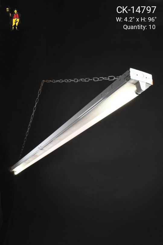 8' White Single Bulb Strip Fluorescent Fixture (Available as Flush Mount or Hanging)
