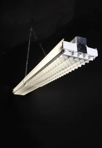 8' Metal Louvered Four Bulb T8 Fluorescents (Available as Hanging or Flush Mount)