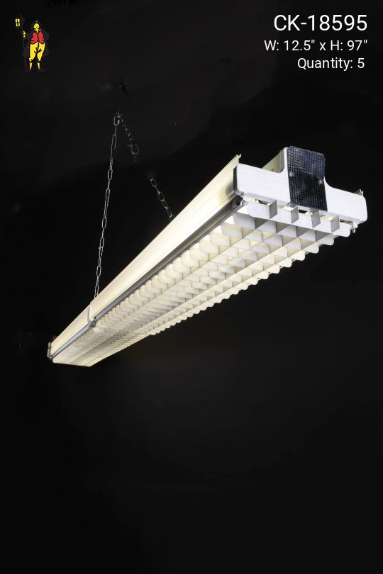 8' Metal Louvered Four Bulb T8 Fluorescents (Available as Hanging or Flush Mount)