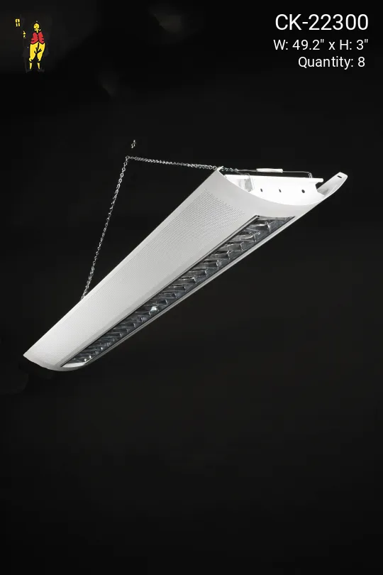 *Gutted - Astera Bulbs Required* 4' Modern Fluorescent w/Chrome Louvers & Pierced Metal
