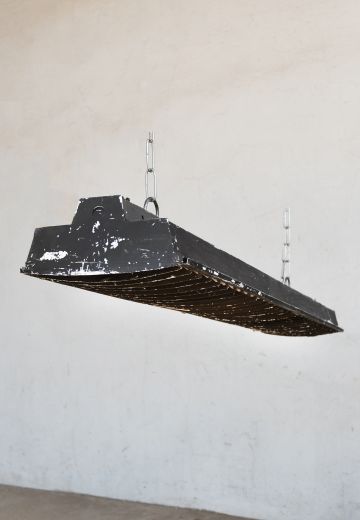 4' Painted Black Distressed Louvered Fluorescent (Available as Flush or Hanging)