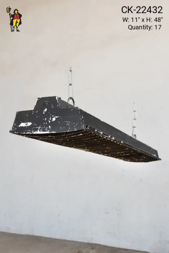4' Painted Black Distressed Louvered Fluorescent (Available as Flush or Hanging)