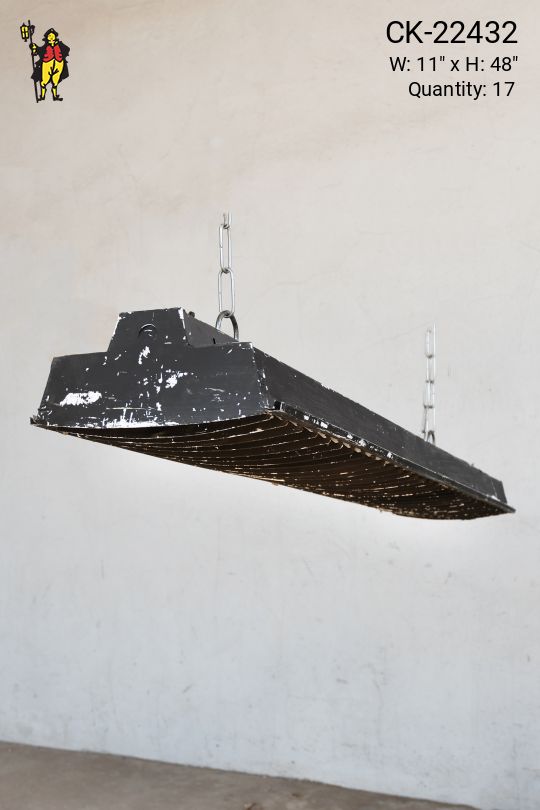 4' Painted Black Distressed Louvered Fluorescent (Available as Flush or Hanging)