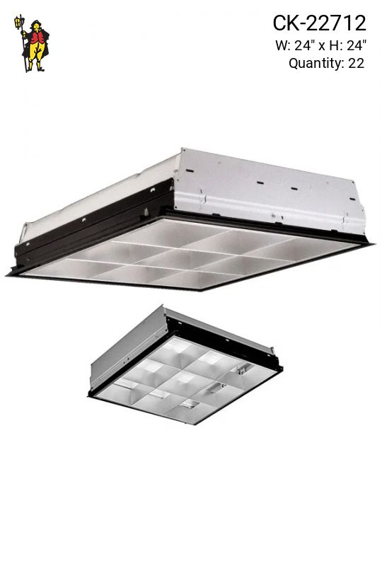 2' x 2' Drop in Troffer Fluorescent w/Metal Louvers (Gutted - No Sockets)