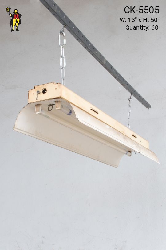4' Two Bulb Hanging Vintage Warehouse/Shop Fluorescent Fixture w/Deep Flaps (Available as Hanging or Flush Mount)
