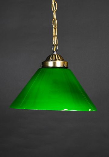 13" Green Glass Cone Shade Pendant