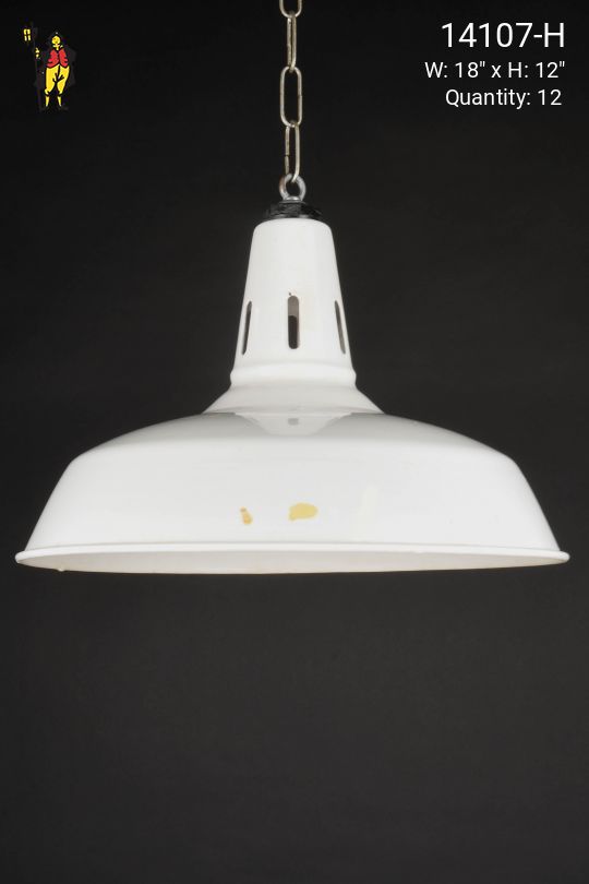 18" White Porcelain Enamel Hanging RLM