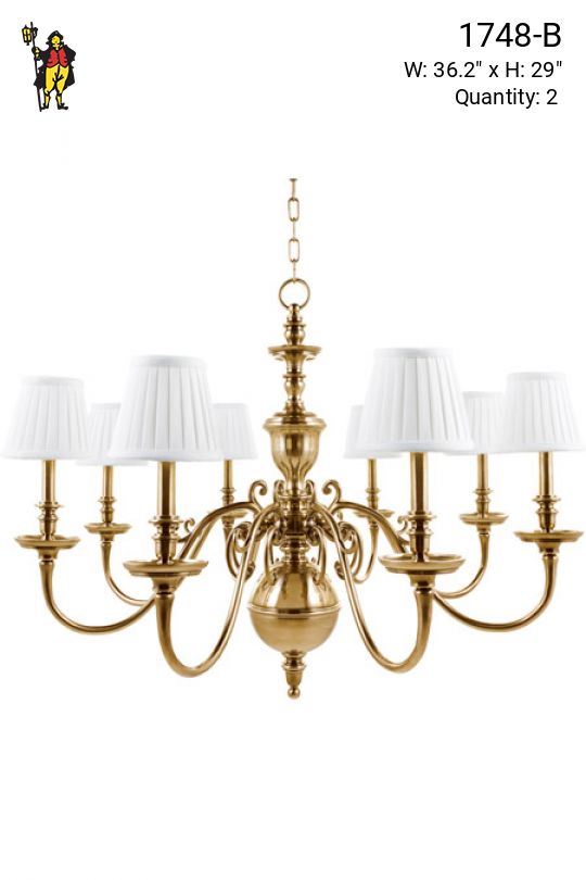Eight Light Brass Georgian Chandelier