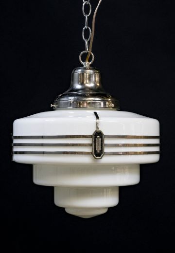 Art Deco Step Glass Hanging Schoolhouse Globe