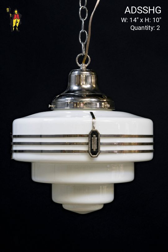 Art Deco Step Glass Hanging Schoolhouse Globe