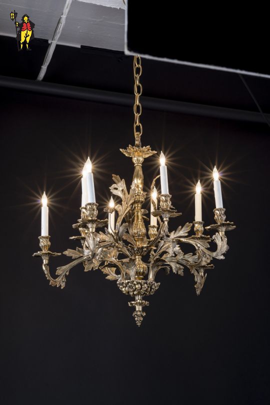 Aged Brass Rococo Chandelier