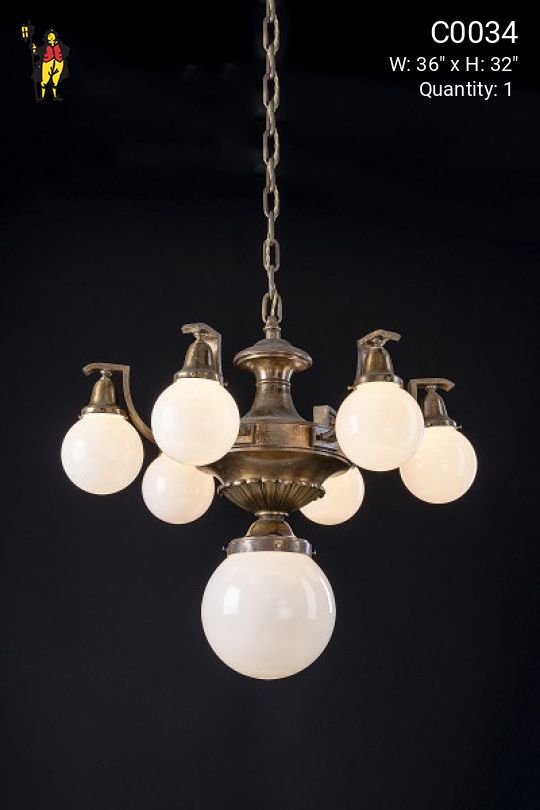 Antique Brass Municipal Chandelier