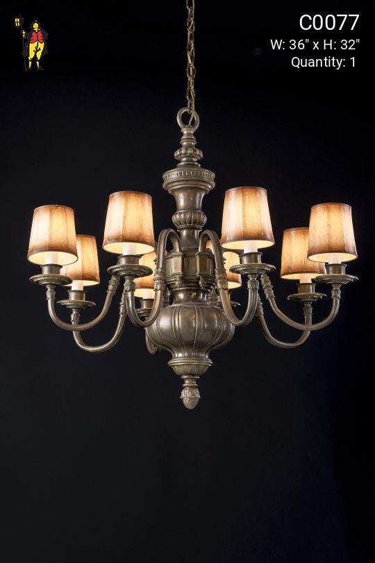 Antique Brass Curved Arm Chandelier