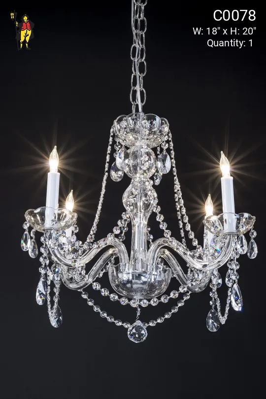 Four Light Petite Crystal Chandelier