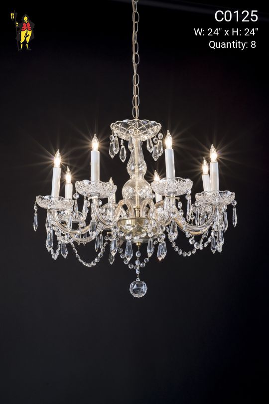 Eight Light Crystal & Brass Chandelier