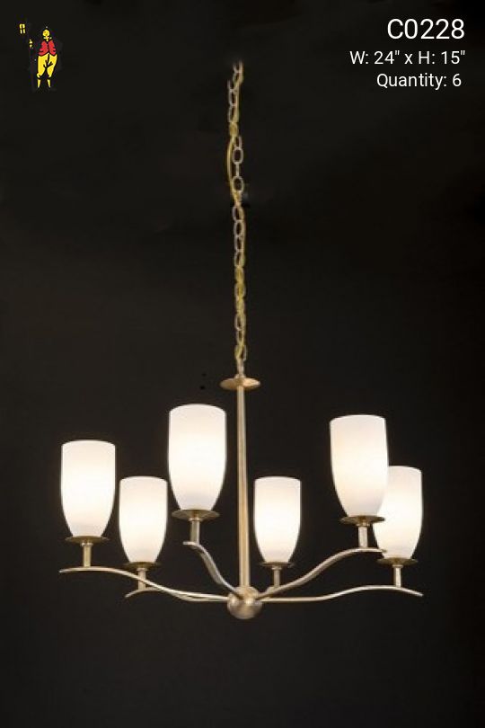 Mid-Century Pendant w/Milk Glass Shades