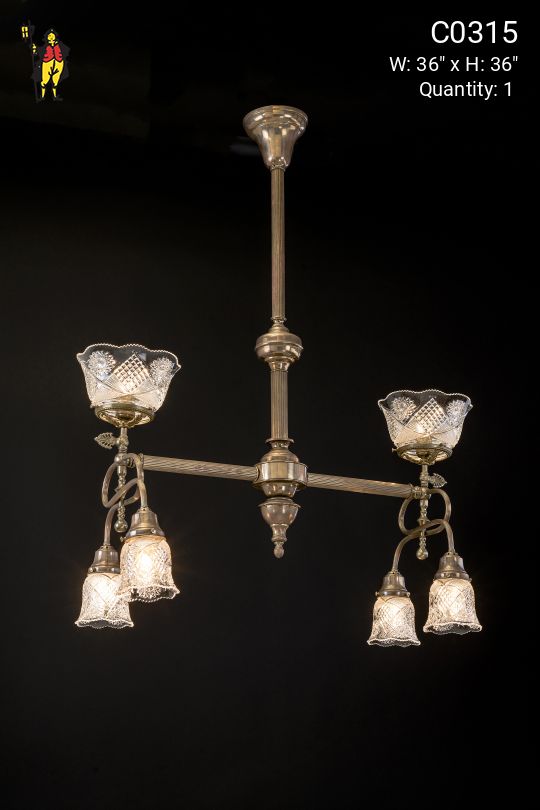 Polish Brass & Glass Combo Chandelier