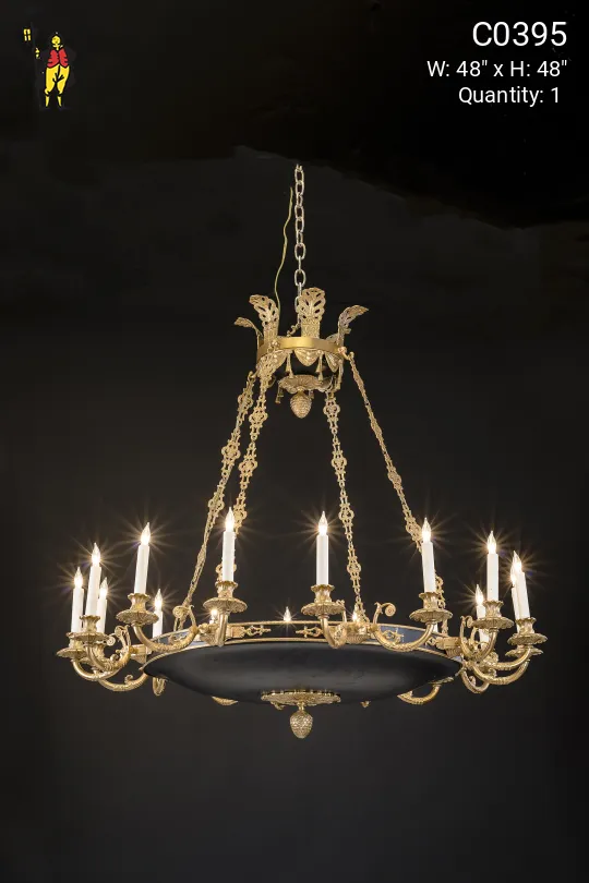 Large Black & Gold Empire Chandelier