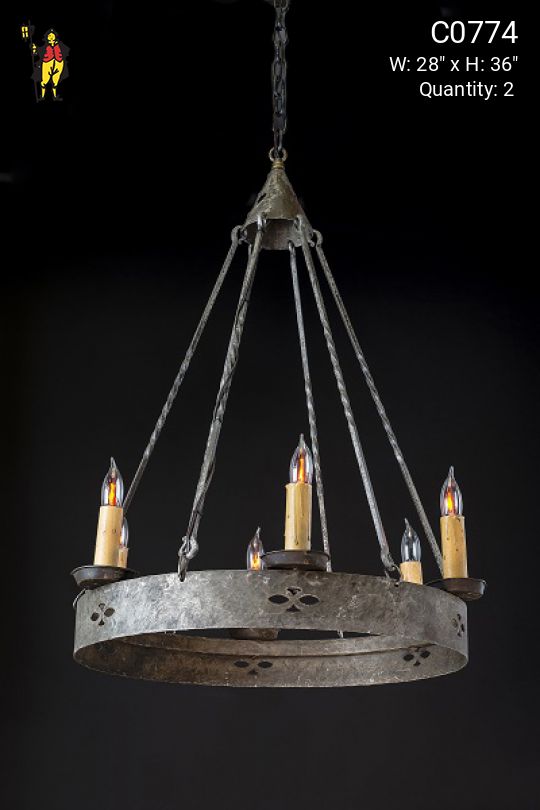 Wrought Iron Gothic Chandelier w/Edison Candles
