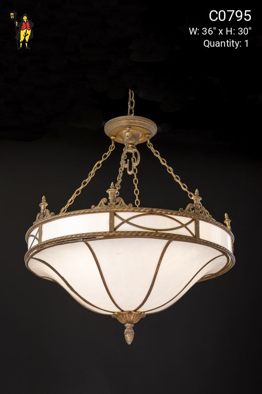 Large Curved Panel Inverted Bowl Chandelier