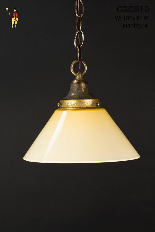 10" Cream Glass Cone Shade Pendant (3 1/4" Holder)