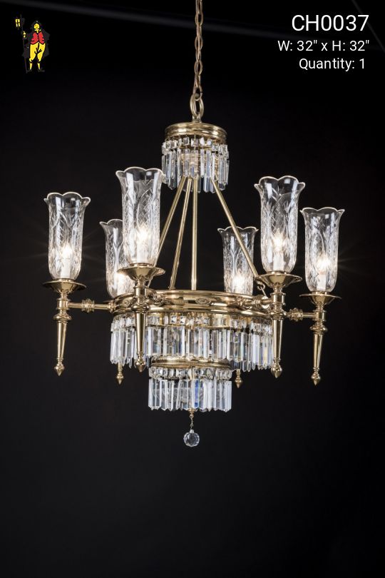 Federal Chandelier With Hurricane Shades