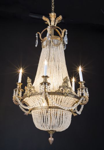 Ten Light Empire Crystal Basket Chandelier